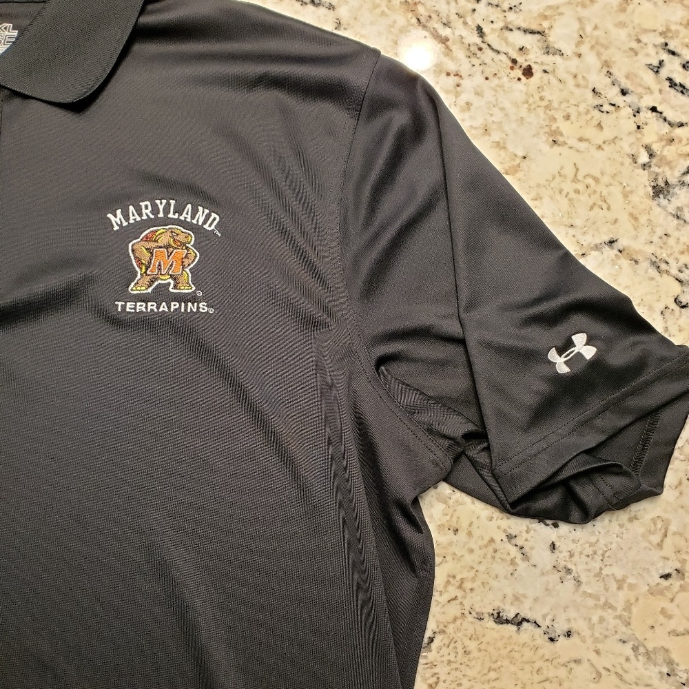 Under Armour Maryland Terrapins black polo XL